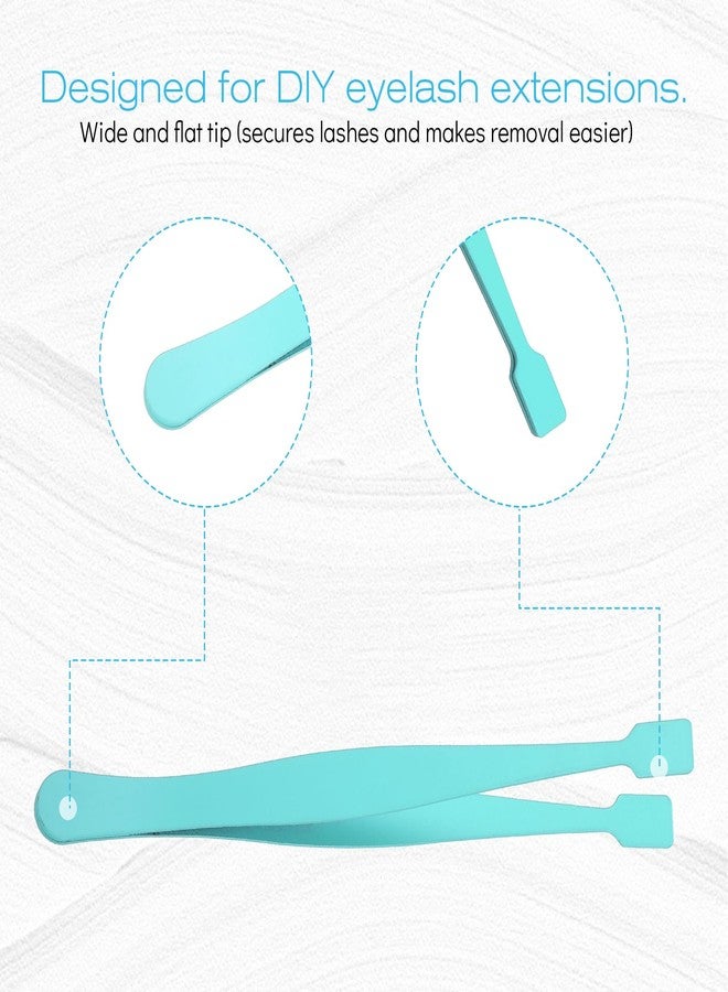 Exircy Lash Cluster Tweezers Kit for Individual Eyelash Clusters Stainless Steel Applicator Professional Flat-Tip Applicator for DIY Extensions Safe Blunt Design Ergonomic Handle Easy for Beginners (Blue) - Image 3